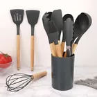 12Pcs Silicone Kitchen Utensils Set – Non-Stick Cooking Tools with Wooden Handle