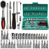 46PCS Socket Set 1/4" Drive Ratchet Spanner Metric Drive Small Socket Set and Ex - Image 2