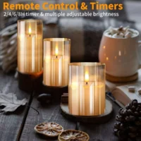 Gold Glass Flameless Battery Candles Flickering with Remote,Timer, Wicking Real - Image 5