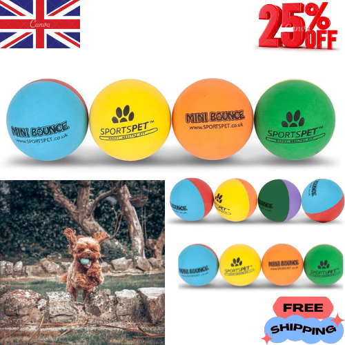 SPORTSPET Mini Bounce Dog Balls - Premium Rubber Dog Balls for Puppy Dogs (45Mm) uk_haven uk_haven (1) BusinessRegistered as business seller