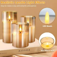 Gold Glass Flameless Battery Candles Flickering with Remote,Timer, Wicking Real - Image 7