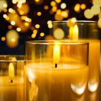 Gold Glass Flameless Battery Candles Flickering with Remote,Timer, Wicking Real - Image 8