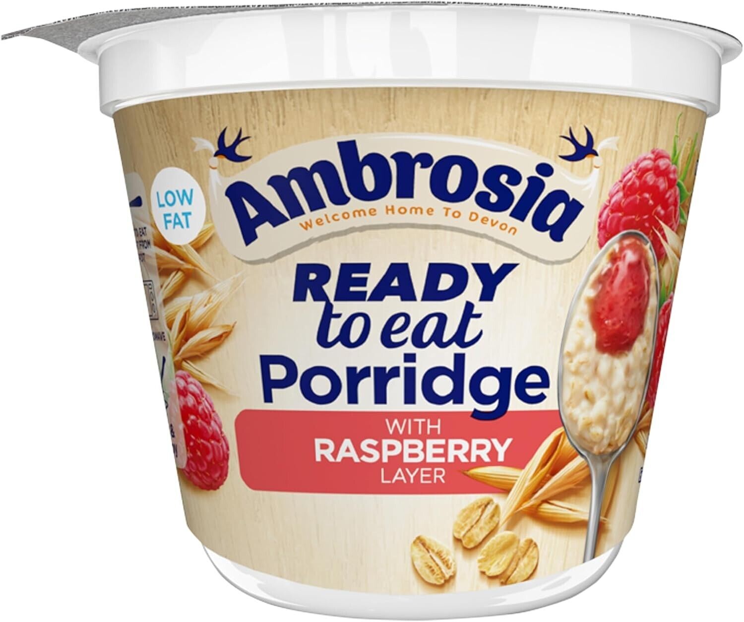Ambrosia Ready-to-Eat Raspberry Layered Porridge Pot With British Wholegrain 210