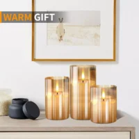 Gold Glass Flameless Battery Candles Flickering with Remote,Timer, Wicking Real - Image 10