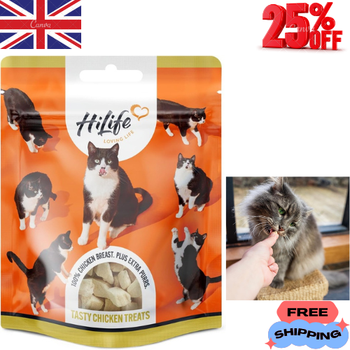 HiLife it's only natural Cat Treats - 100% Chicken Breast, 100% Natural Grain 12