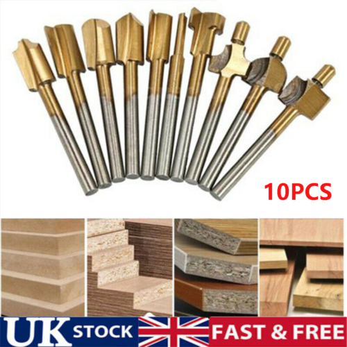 Gasea 10pcs 3mm 1/8 Shank HSS Router Bits Woodworking Tool Fits Dremel Rotary
