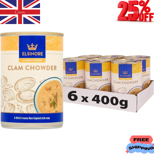 Elsinore Clam Chowder Soup with Vegetables & Clams 400G (Pack of 6)