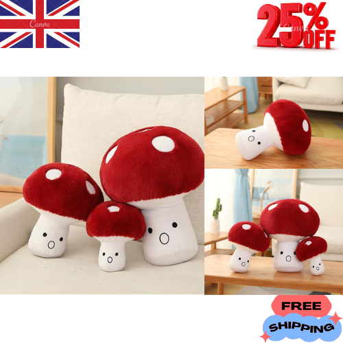 Hynbasea 3D Creative Plush Pillows Mushroom Cute Surprised Mushrooms Throw Small