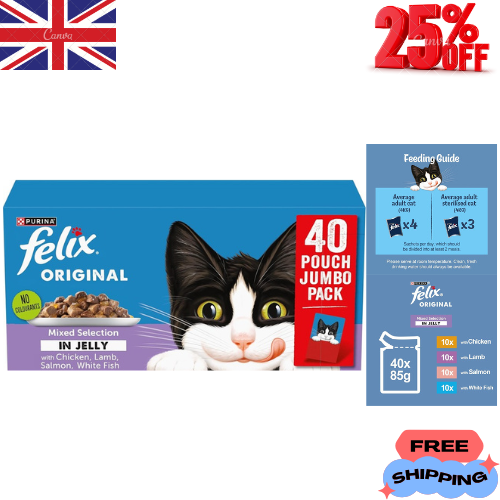 FELIX ORIGINAL Mixed Menu in Jelly Wet Cat Food 40x85g
