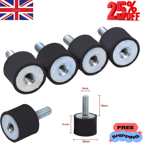 4Pcs Rubber Anti Vibration Mounts M6 M8 – Shock Absorber Feet for Car Compressor