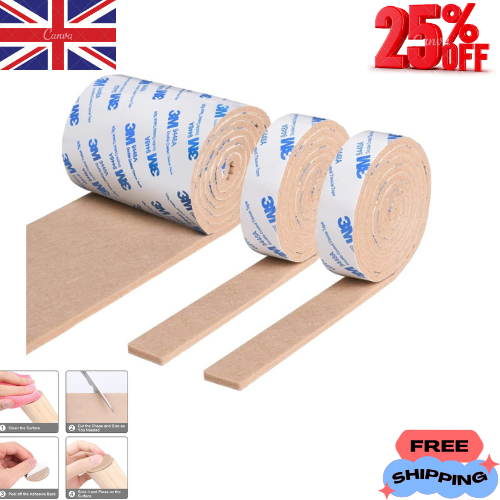 Furniture Pad, 3 Rolls Floor Protectors for Furniture Feet Felt Pads Tailorable