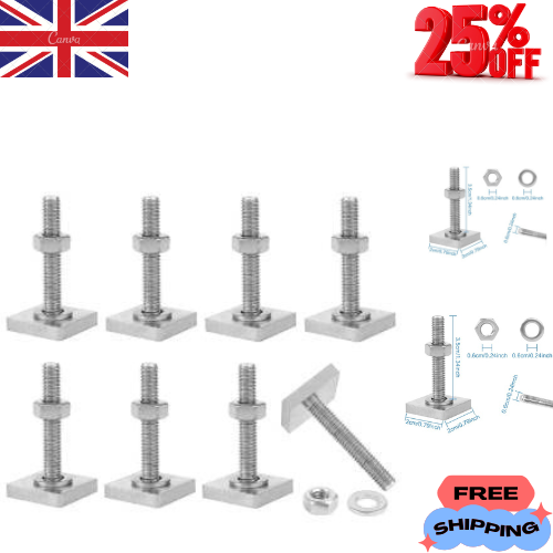 8 Pieces Roof Rack Bolts, Stainless Steel Roof Bolts M6 T Track Adapter Bolt